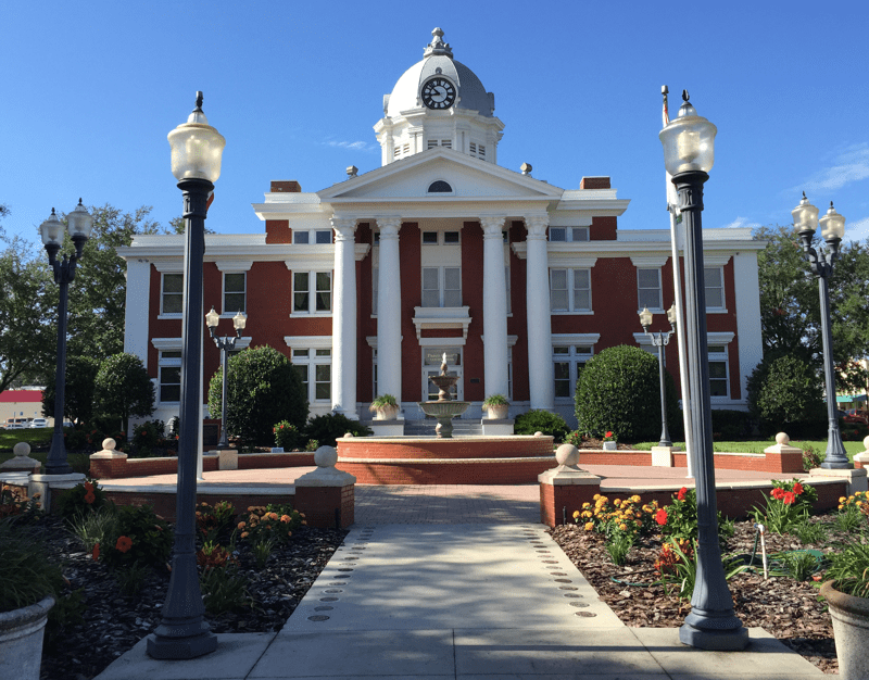The 1909 historic Pasco County courthouse is a Dade City icon and is registered on the the U.S. National Register of Historic Places.
