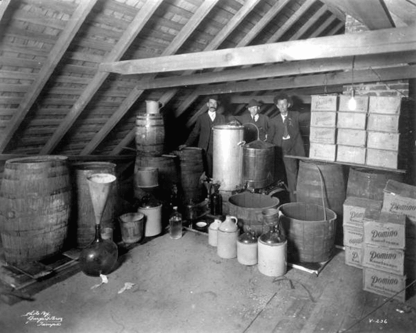 Moonshine and a still in the attic.
