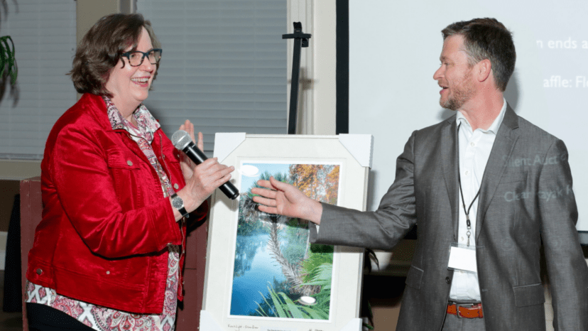 Margaret Spontak of Free the Ocklawaha River Coalition receives the FSC Advocate of the Year Award from Executive Director Ryan Smart_ FSC Springs Summit 