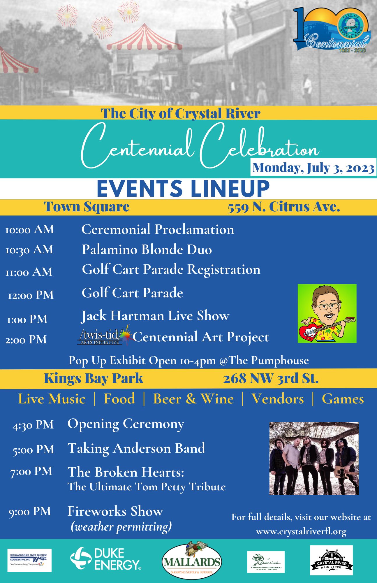 crystal river centennial events lineup