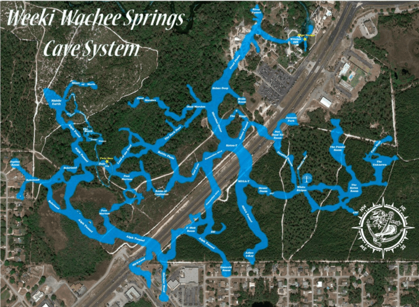 map of the weeki wachee cave system